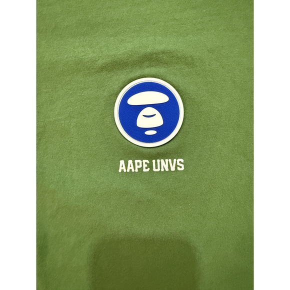 Aape Shirt Mens Large Green Universe Apes Planet Earth Graphic Tee Patch Logos - Picture 3 of 8